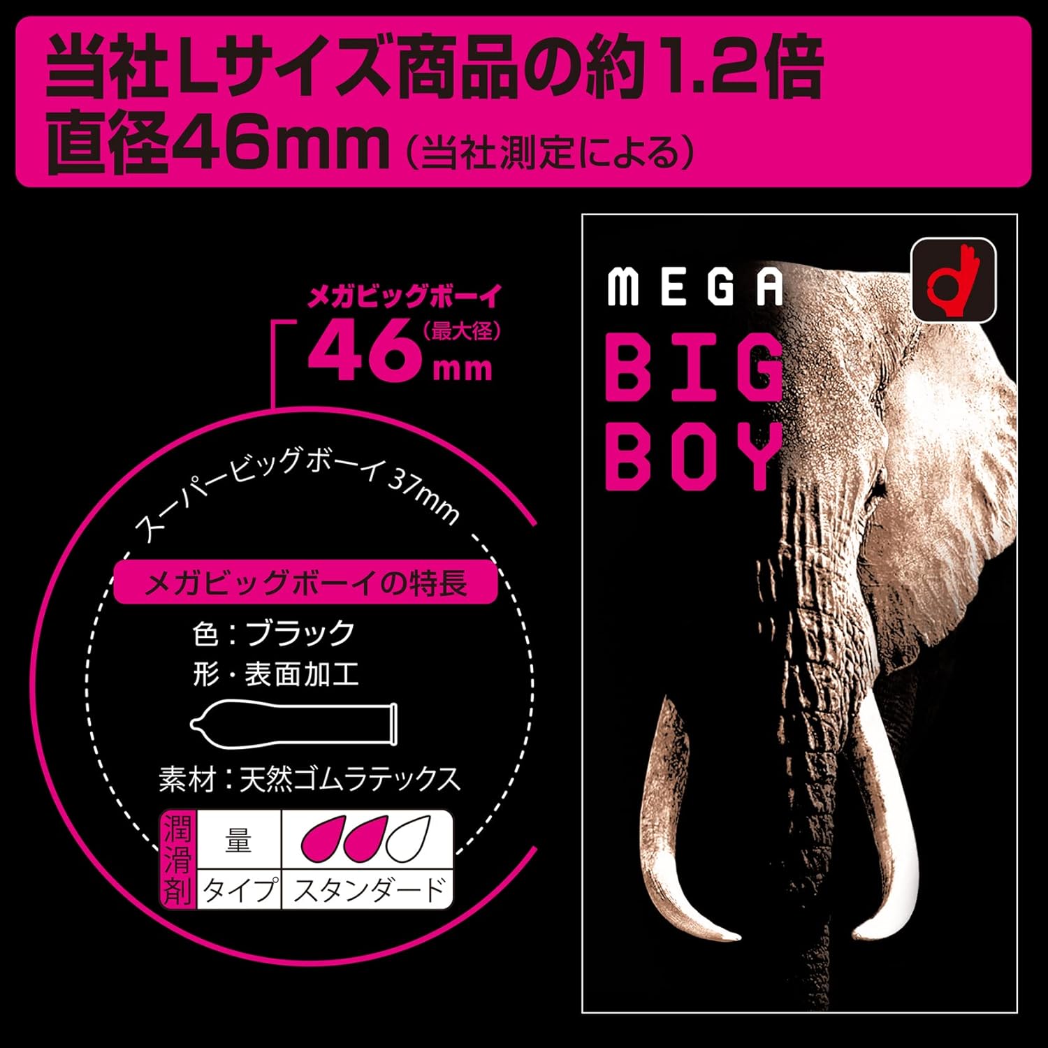 ถุงยางไซส์ใหญ่ Mega Big Boy Okamoto Condom (57+-2mm) 1 กล่อง 12 ชิ้น 1 box 12 pieces