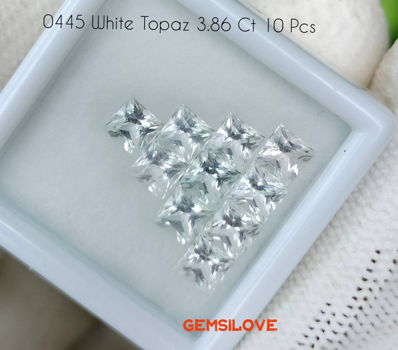 โทปาสสีขาว 3.80 กะรัต 10 ชิ้น 3.9 มม. (0445)