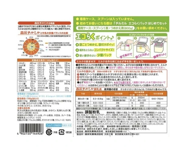 นมผงชิรุมิรุแบบถุงเติม Morinaga Chirumiru Refill Ecopack 800grams