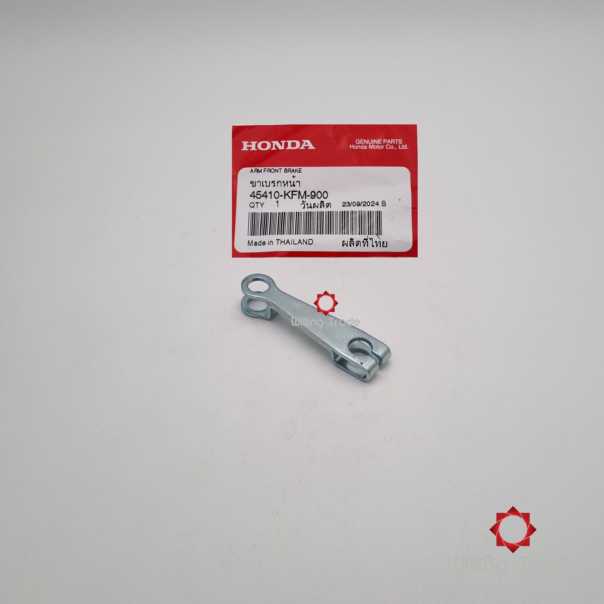 ขายึดเบรคหน้า(มือลิงหน้า) (WX887) HONDA: (45410-KFM-900) WAVE100, WAVE 110I, DREAM EXCES, CLICK110 คาร์บู (2006-2008) ... แพ๊คละ 1 ชิ้น... [แท้ศูนย์ 100%] ...กลุ่มอะไหล่จานเบรคหน้า ... ARM, FR. BRAKE