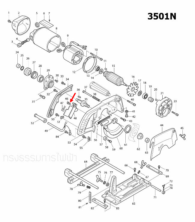 PAN HEAD SCREW M4X8 เครื่องเซาะร่อง มากีต้า Makita 3501N [#46] Pn.911106-8 (แท้) ##