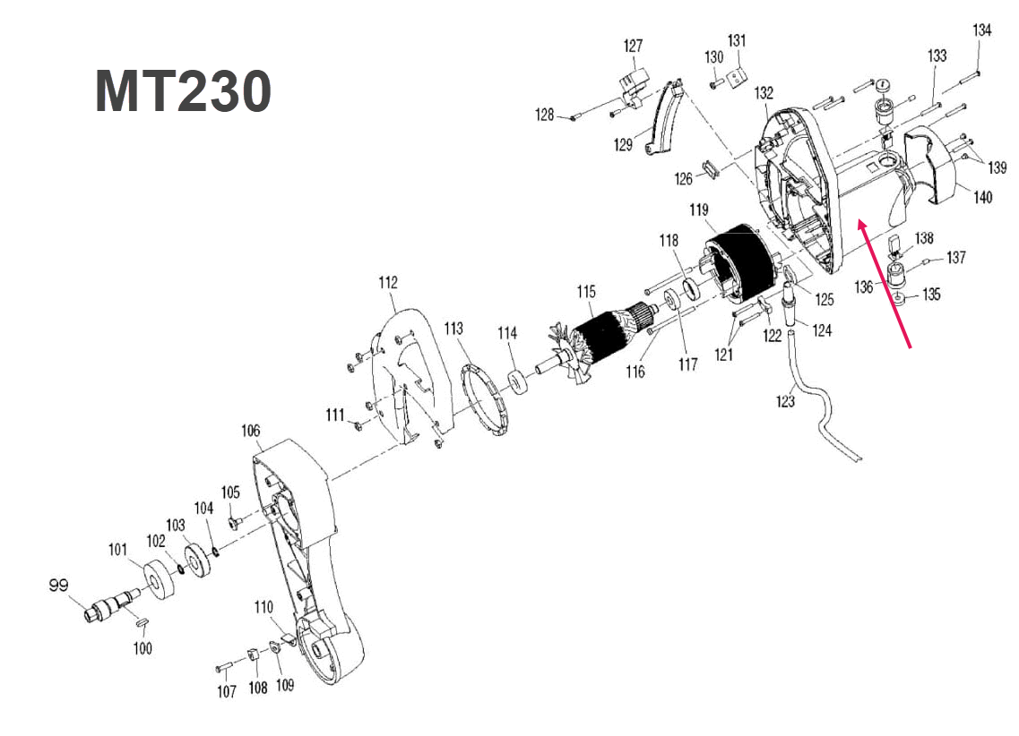 เสื้อฟิลคอยล์ แท่นตัดปรับองศา มาคเทค Maktec MT230 [#132] Pn.JM23000117 (แท้) ##