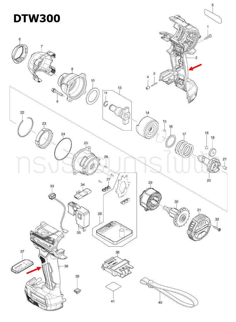 เสื้อฟิลคอยล์ บล๊อกไร้สาย Makita มากีต้า DTW300 [#2, #38] Pn.183P27-2 (แท้) ##(*)