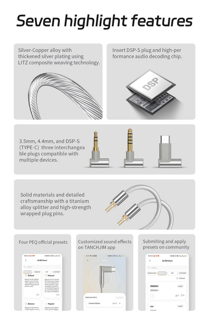 TANCHJIM CableX สายอัพเกรดโลหะผสม ทองแดง ชุบเงิน ถอดเปลี่ยนปลั๊กได้ ประกันศูนย์ไทย