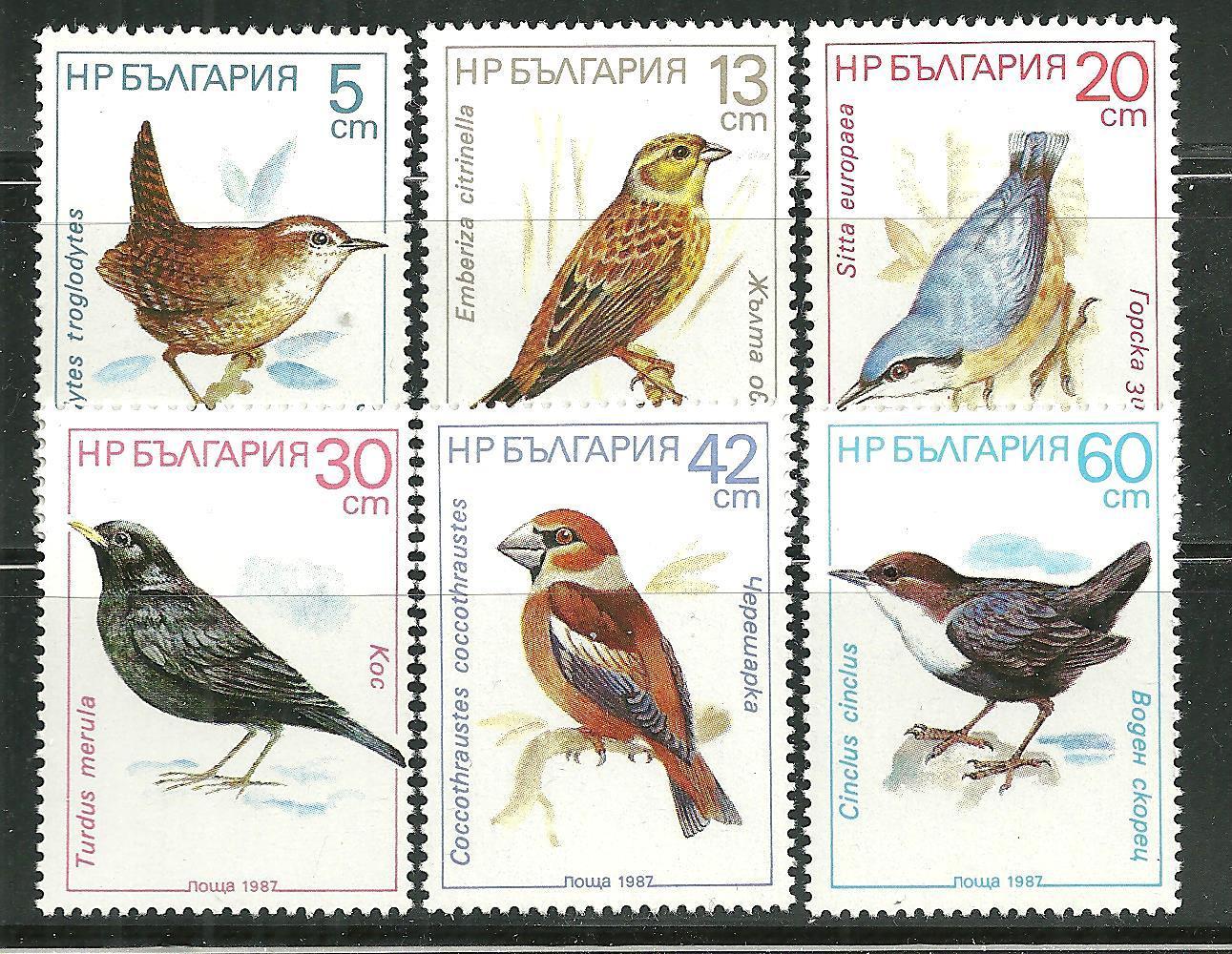 แสตมป์บัลแกเรีย ชุด BIRDS IN LIVING COLORS นกสายพันธ์ต่างๆ ปี 1987 - Bulgaria