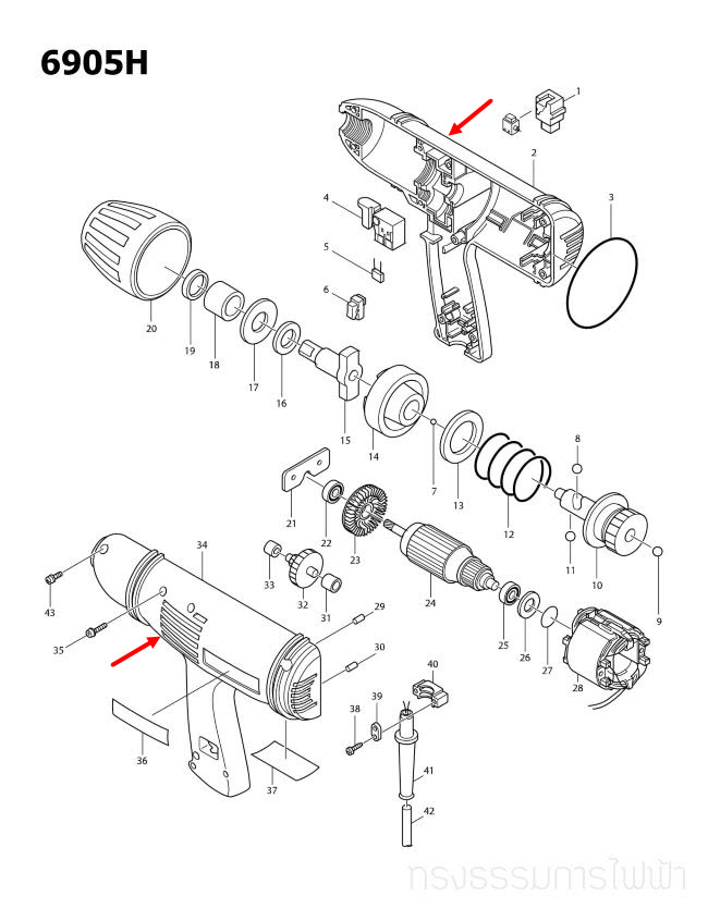 เสื้อฟิลคอยล์ บล็อคไฟฟ้า Makita มากีต้า 6905H [#2, #34] Pn.182471-4 (แท้) ##