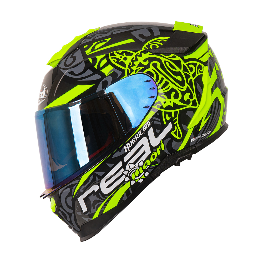 หมวกกันน็อคเต็มใบ หมวกกันน็อค Real Helmets รุ่น Hurricane Maori สีดำ-เหลือง