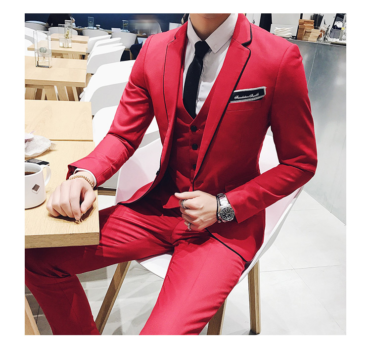 Pre-order ชุดสูทชาย สีแดง เข้ารูป