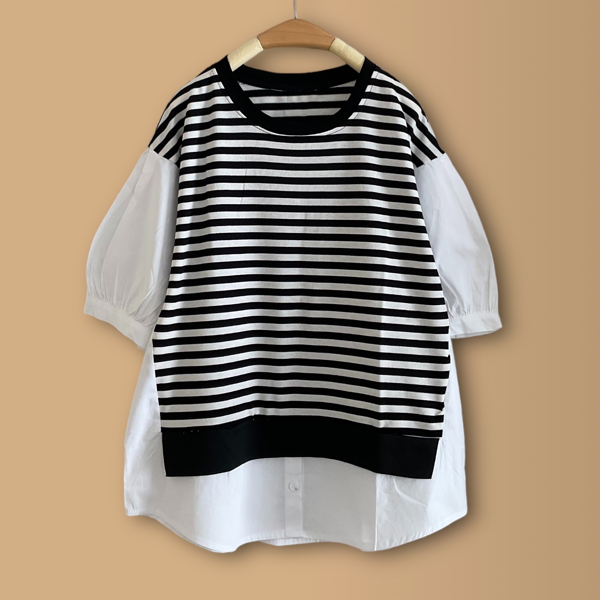 เสื้อยืดลายทางต่อลายผ้าฝ้าย