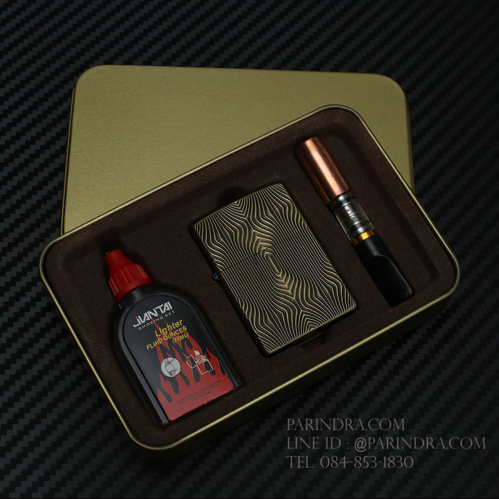 เซ็ตไฟแช็กน้ำมัน YENTAI ลายนูน 3D1 พร้อมกล่องเหล็กและน้ำมัน