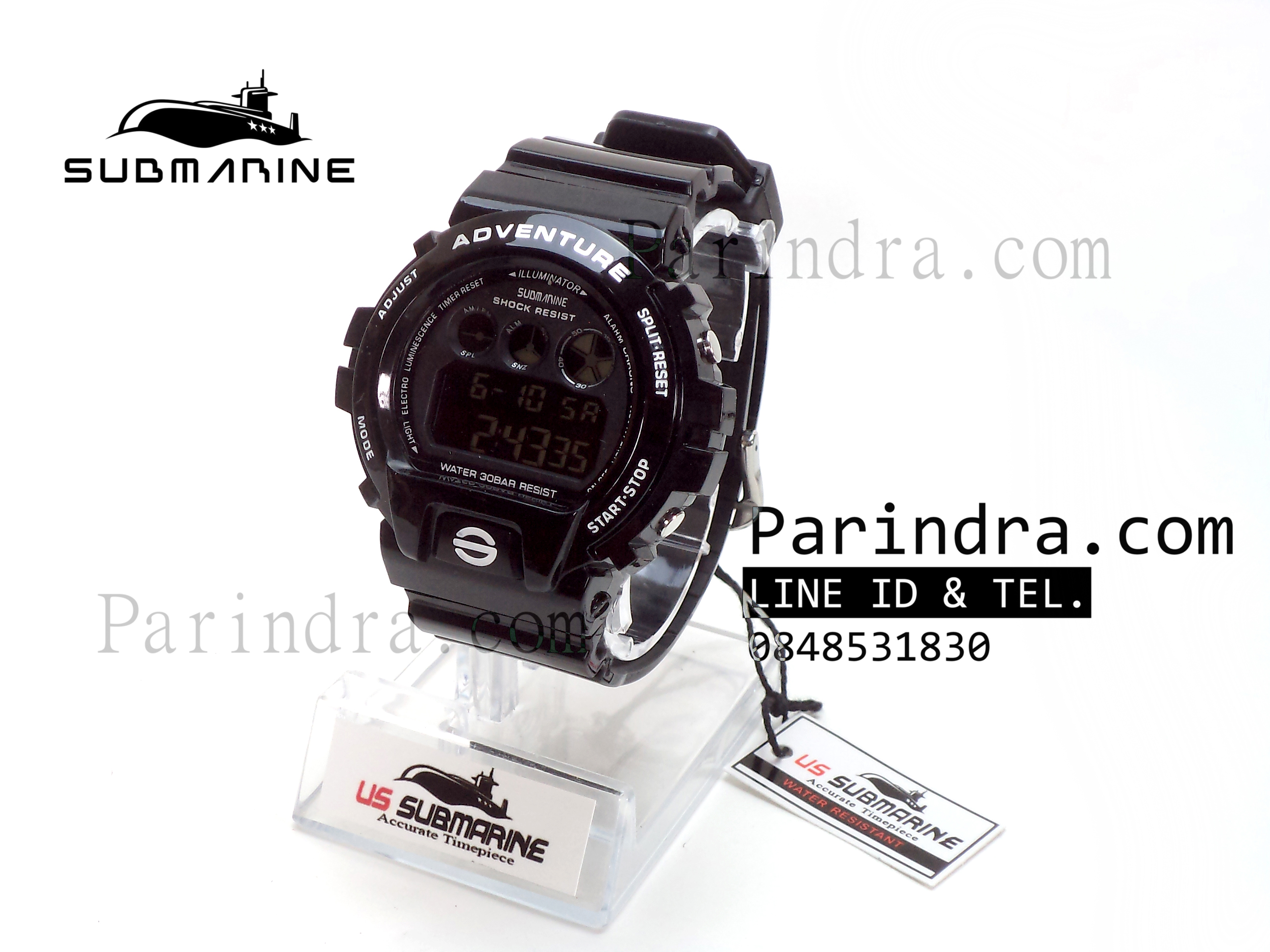 นาฬิกา US submarine Adventure Protector รุ่น TP1279M สีดำตัดดำ พื้นหลังดำ