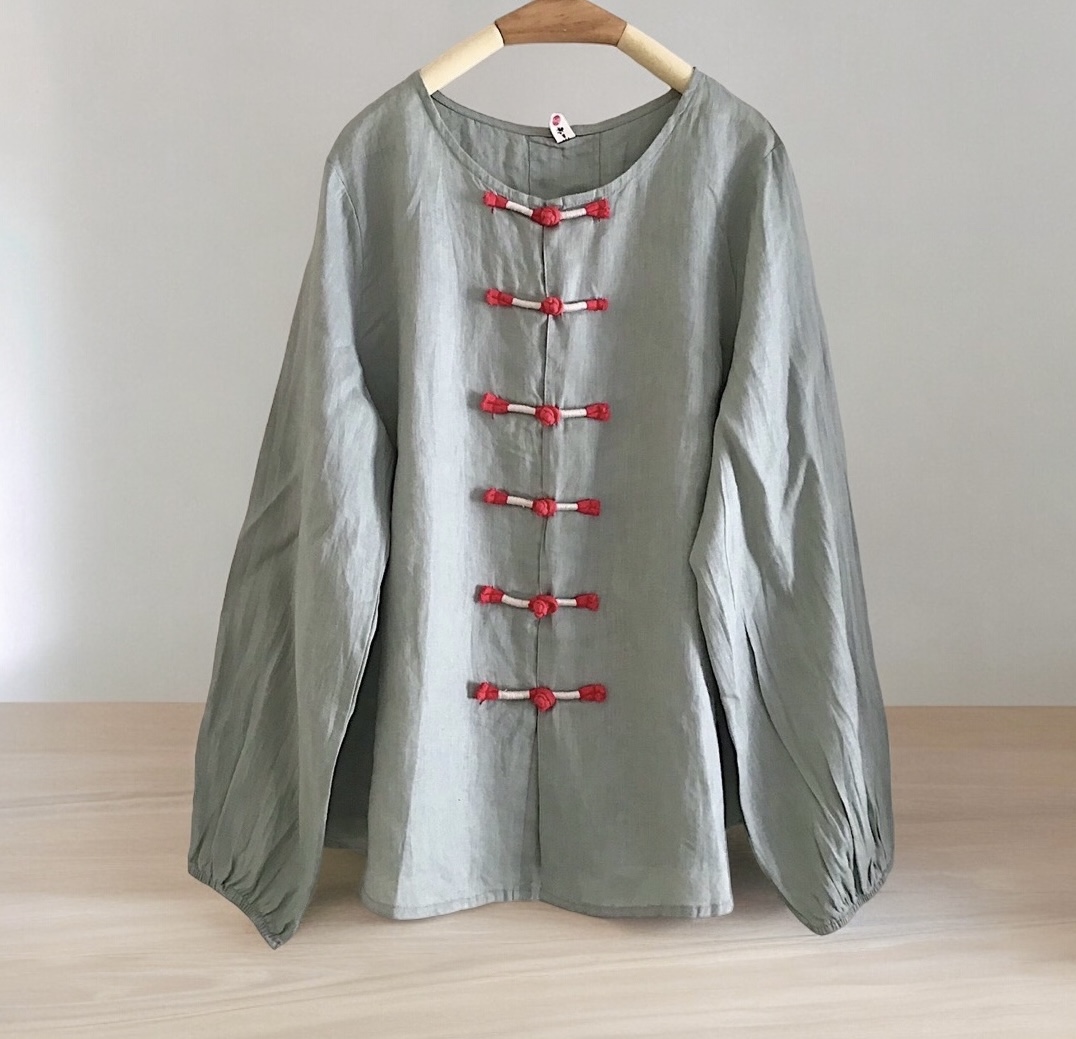 เสื้อผ้าลินินแต่งกระดุมจีน