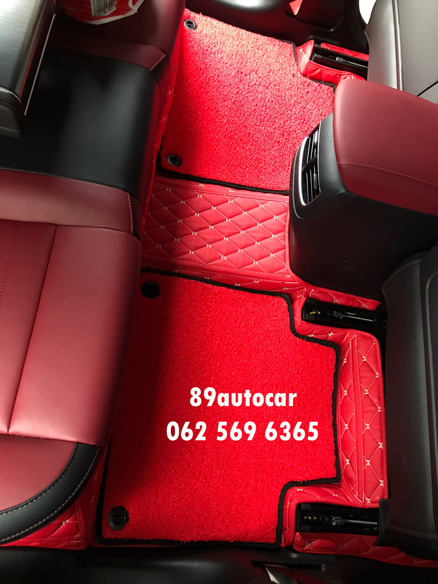 พรมรถยนต์ หทัยราษฎร์ MG HS ปูพรม7D สีแดงสด +ไวนิลสีแดงขอบดำ