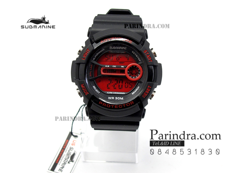 นาฬิกา US submarine TP1301M สีดำ พื้นหลังแดง