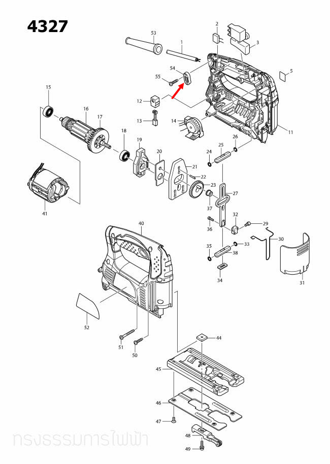STRAIN RELIEF Maktec มาคเทค, Makita มากีต้า MT650 [#19], MT651 [#25], MT813 [#43], MT910 [#36], M1100, M1100KX1B, VC3210L [#35], M3600, M3600B [#38], 4327, 4329 [#54], M4101B, M6002, M6002B [#20], M6500, M6500B Pn.687124-5 (แท้) ##