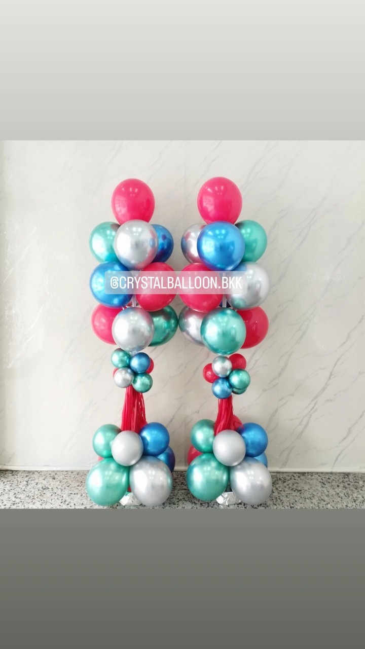 เสาลูกโป่ง เปิดงาน เสาช่อลูกโป่ง ช่อ 10 ลูก 2 เสา Theme Colorful พร้อมตกแต่ง สามารถเปลี่ยนสีลูกโป่งได้
