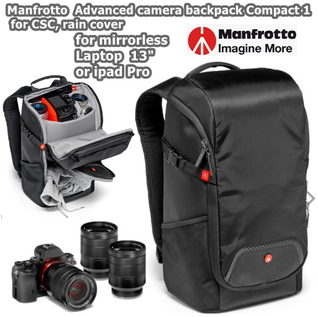 Manfrotto Advanced camera backpack Compact 1 for CSC, rain cover กระเป๋าเป้ สำหรับ mirrorless Laptop 13" or ipad Pro ประกันศูนย์ 5ปี