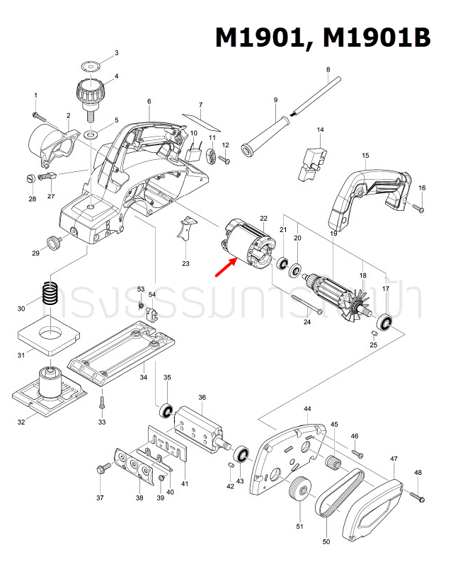 ฟิลคอยล์ กบไสไม้ไฟฟ้า Maktec มาคเทค,Makita มากีต้า MT190, MT191, M1901, M1901B (แท้) ##
