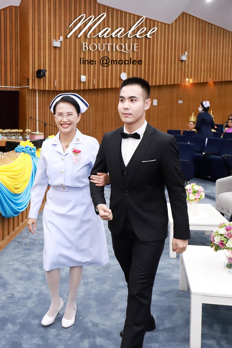 พร้อมเช่า ชุดสูทชาย สีดำ คลาสสิก รุ่นกระดุมเดียว (พร้อมเสื้อกั๊ก)