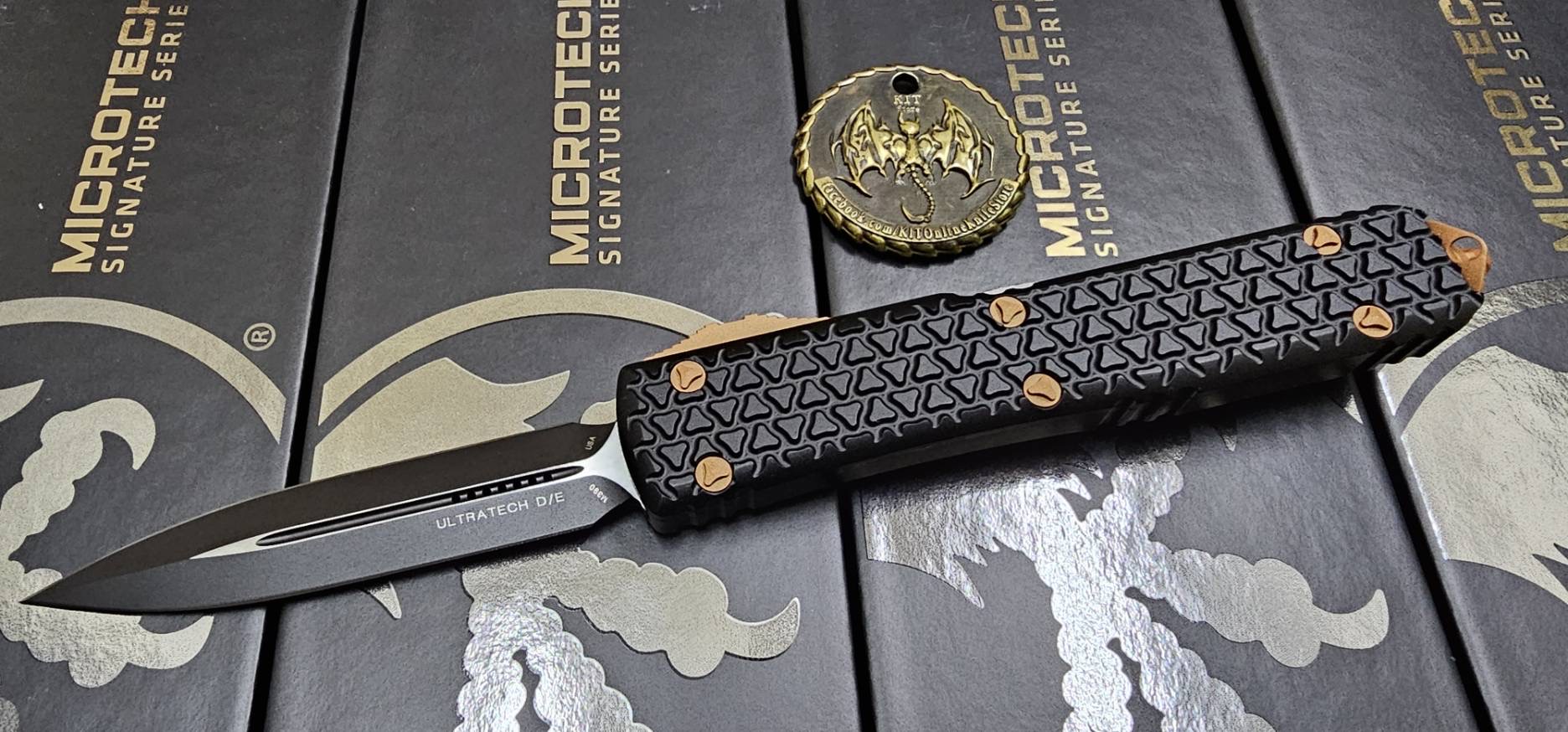 MICROTECH TRI-GRIP ULTRATECH "EKNIVES EKCLUSIVE" COPPER CERAKOTE OTF KNIFE 3.4" DAGGER
