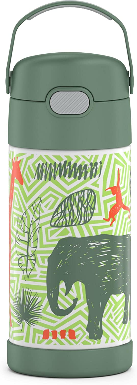 กระติกดูดน้ำแตนเลสหุ้มฉนวนสุญญากาศยี่ห้อ Thermos ของแท้ขนาด 12 ออนซ์ ลาย Jungle Kingdom