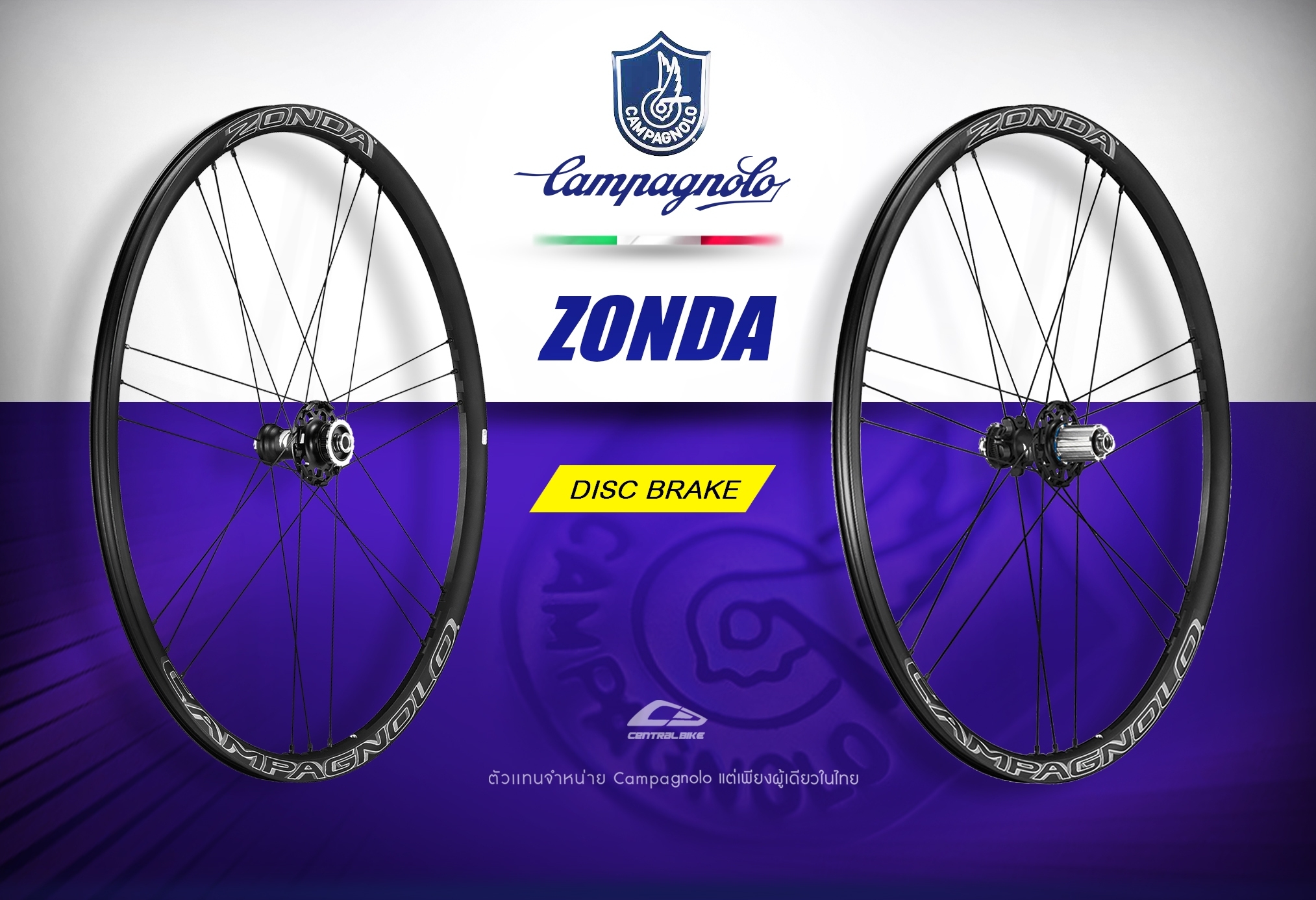 ล้อเสือหมอบ ล้ออลู ดิสเบรค CAMPAGNOLO ZONDA DB Clincer(ยางงัด) - DISC BRAKE ของแท้อิตาลี 100% Road Wheelset 2022