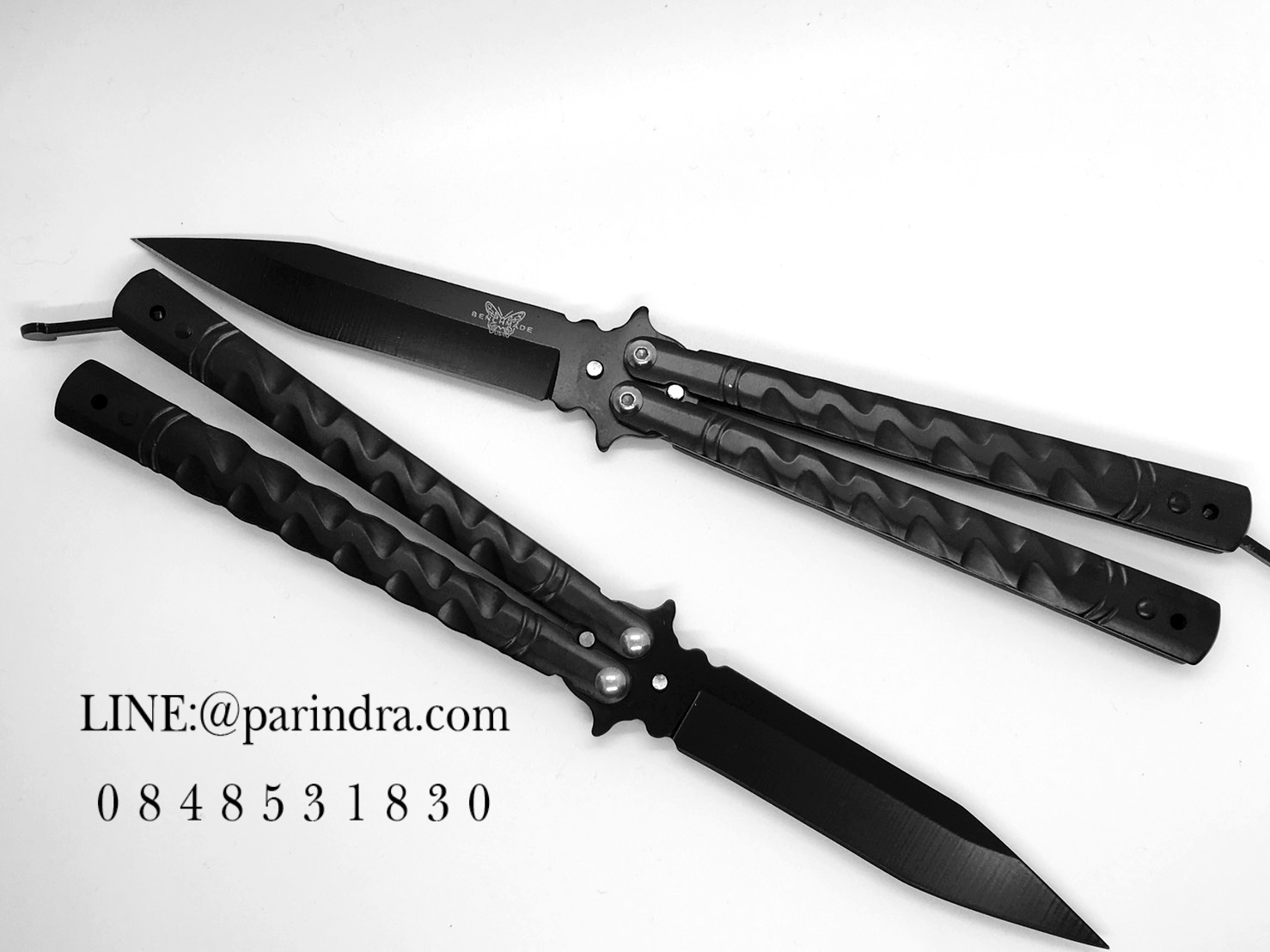 มีดบาลีซอง Balisong มีดควง มีดปีกผีเสื้อ สีดำ ขนาด 8.5 นิ้ว BLA036 ไม่มีคลิปเหน็บ