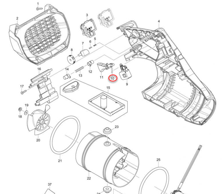 สปริง เครื่องเป่าลมไร้สาย Makita มากีต้า DUB362 Pn.233101-1 (แท้) ##