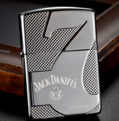 ไฟแช็ค Zippo แท้ 28817 "Jack Daniels,Armor, Deep Carved, Black Ice Finish" แท้นำเข้า 100%