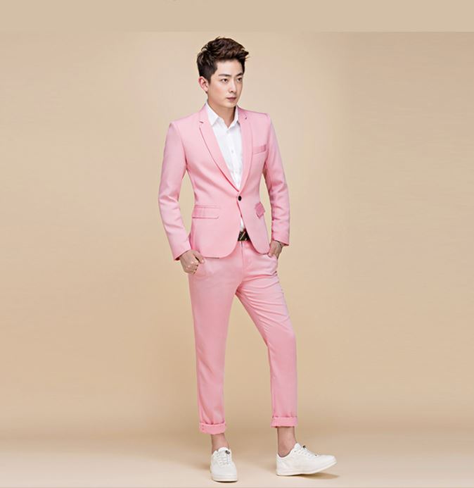 Pre-order ชุดสูทชาย สีชมพู สไตล์เกาหลี