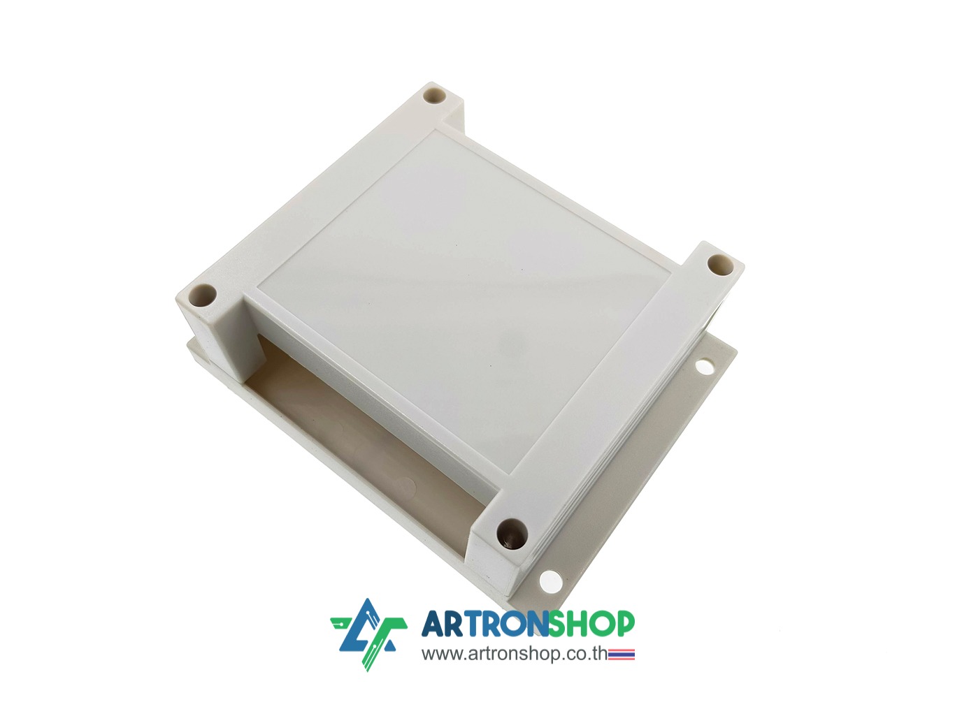 กล่องใส่บอร์ดอิเล็กทรอนิกส์ ติดรางปีกนก ขนาด 115 x 90 มิลลิเมตร สีขาว