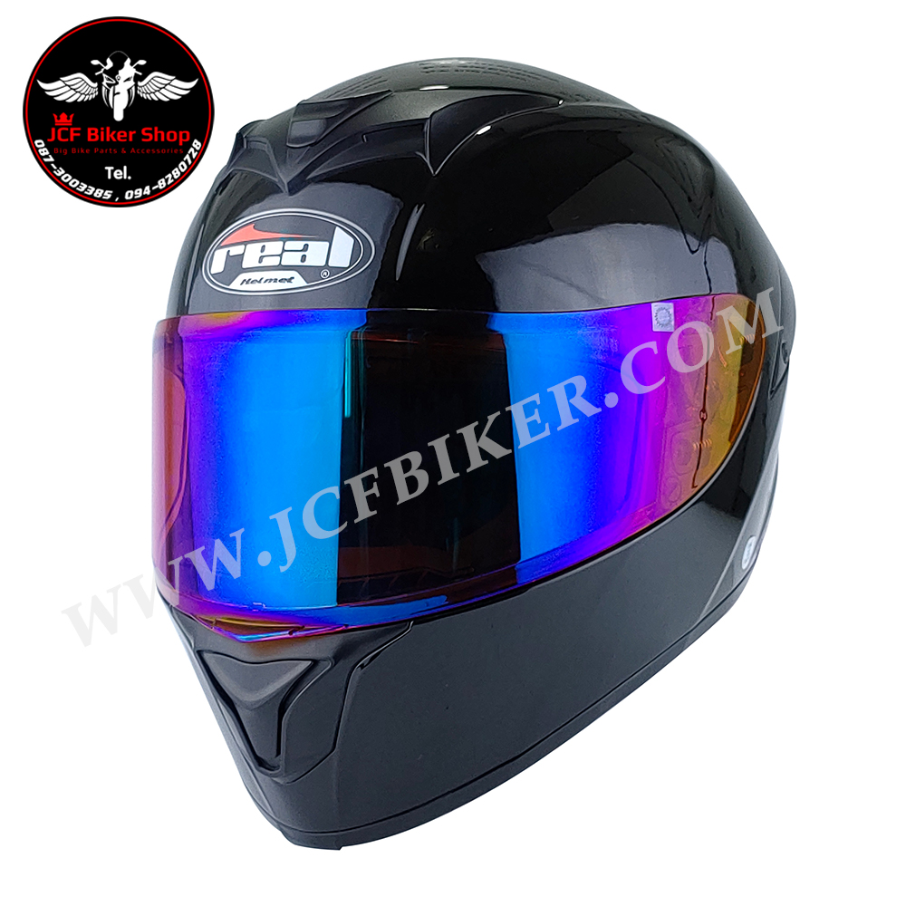 หมวกกันน็อคเต็มใบ หมวกันน็อค Real Helmets Thunder ดำเงา