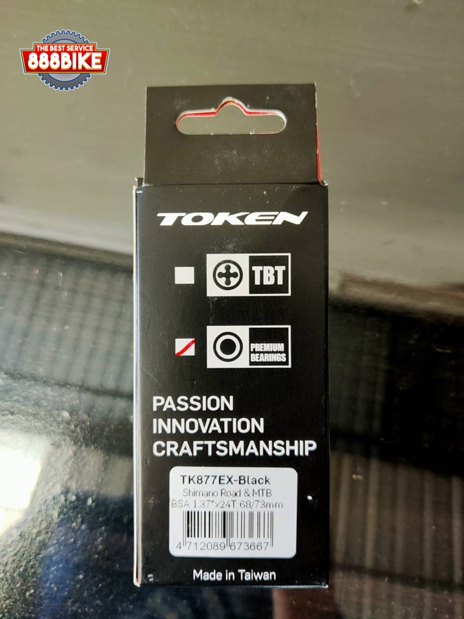 กะโหลกกลวงแบร์ริ่ง TOKEN รุ่น TK877EX เกลียวอังกฤษ Shimano ROAD&MTB BSA1.37"x24T 68/73mm