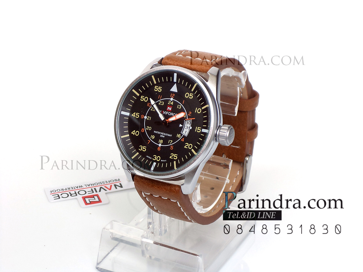 นาฬิกา Naviforce รุ่น NF9044M สายหนังสีน้ำตาล แท้ 100%
