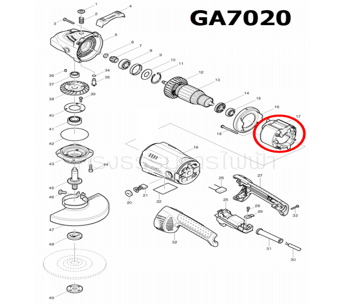 ฟิลคอยล์ หินเจียร Makita-มากีต้า GA7020, GA9020 [#17] (แท้) ##