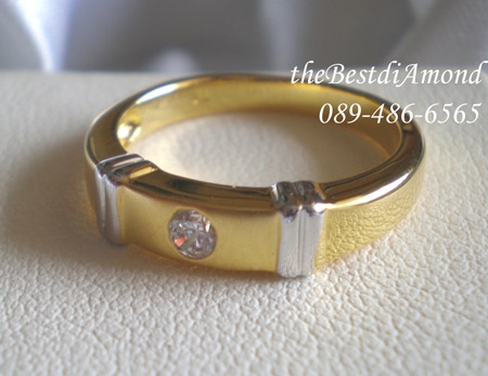 BR217-M แหวนหนุ่มๆ แบบเรียบ เพชร 1เม็ด เก๋สุดๆ เรียบ หรู ดูมี class สีทองซาตินพ่นทราย สวยมากๆๆ แบบออกมาจากcatalogue