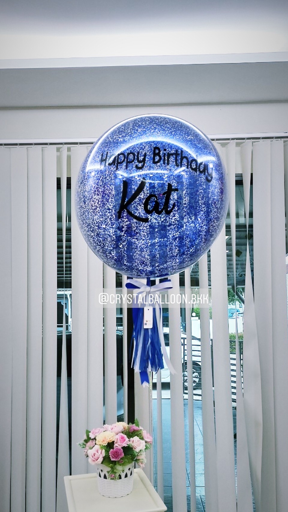 ลูกโป่ง วันเกิด Bubble ขนาด 24" Theme สีน้ำเงิน พร้อมตกแต่ง สามารถเปลี่ยนสีลูกโป่ง/เปลี่ยนข้อความ/เปลี่ยนขนาดได้
