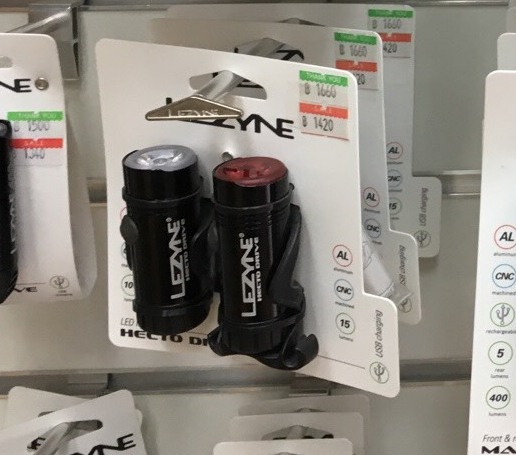 ชุดไฟจักรยาน LEZYNE: LED HECTO DRIVE / STRIP PAIR BK/HI GLOSS ไฟหน้า+ไฟท้าย -ไฟชุด