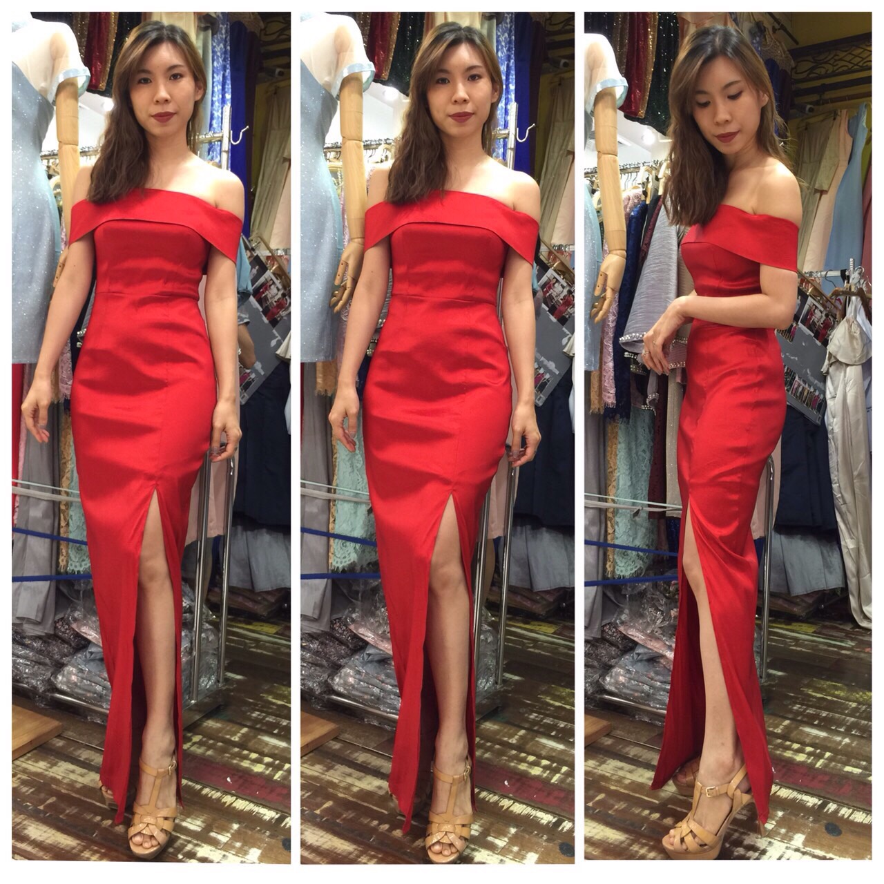 ชุดเพื่อนเจ้าสาว ชุดราตรียาว Rose - Off -shoulder top & sheath skirt