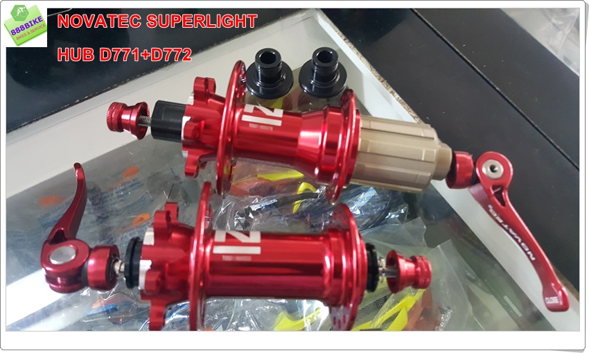 ดุมดิส ดุมเสือภูเขา NOVATEC D771SB(9mm.)+D772SB(10mm.) (หน้า+หลัง) Bearing 2017 Superlight (กล่องพลาสติกสีดำ)