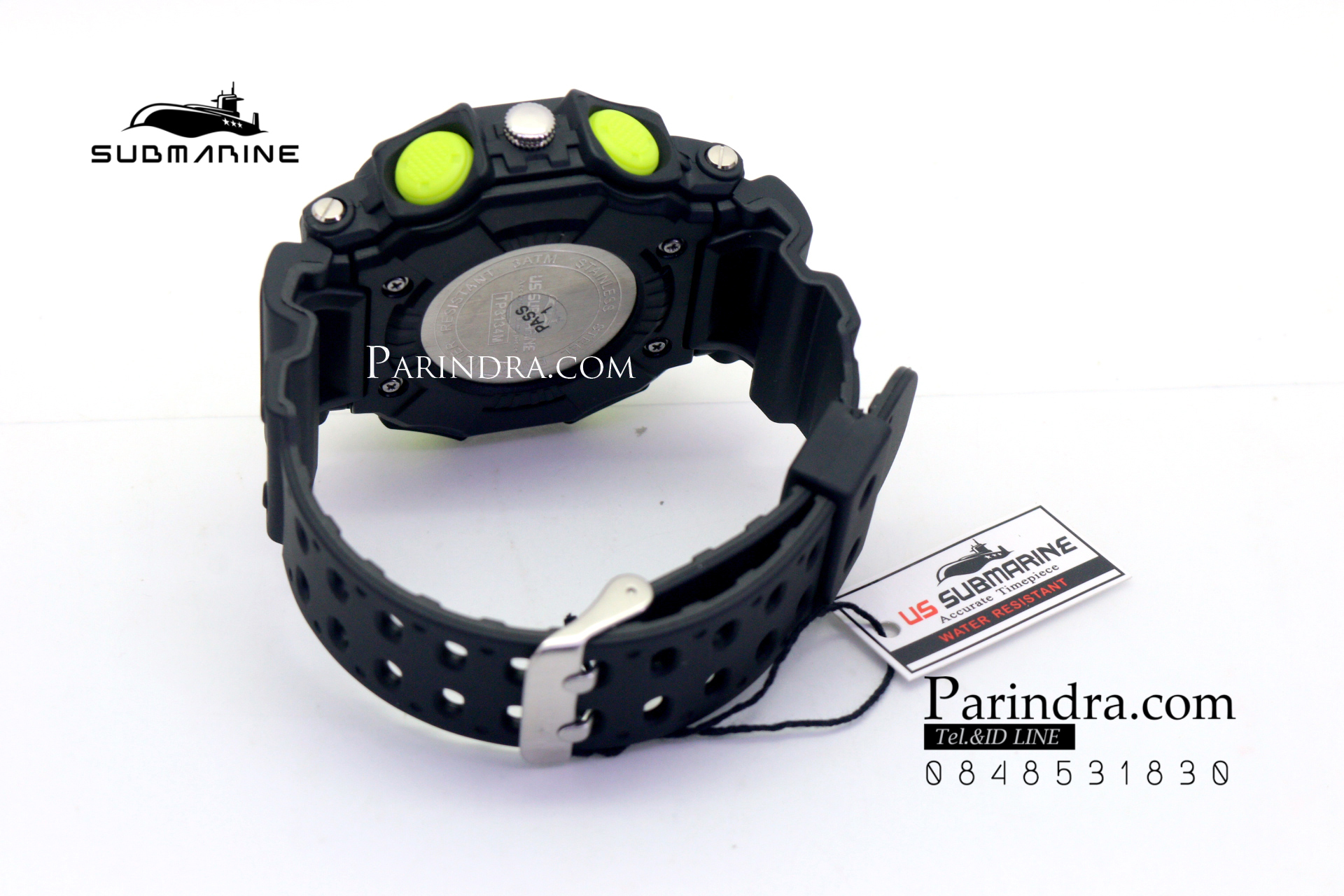 นาฬิกา US submarine รุ่น TP3134M สีดำตัดเขียว จอดำ