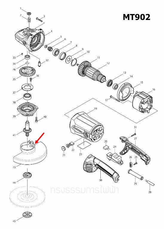 บังใบ หรือบังสะเก็ด Maktec-มาคเทค MT902 [#43] Pn.122890-2 (แท้) ##