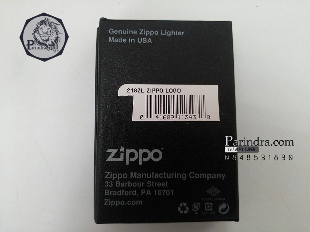 ไฟแช็ค Zippo แท้ " Zippo Logo Black Matte Finish Lighter " #Zippo Code 218ZL แท้นำเข้า 100%