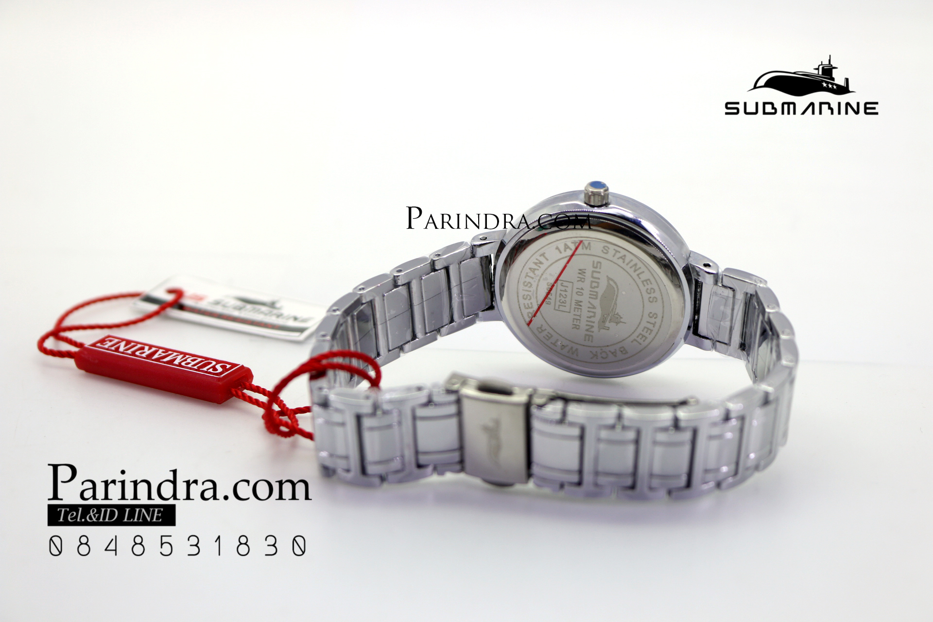 นาฬิกา US submarine รุ่น J123L สายสแตนเลสีเงิน หน้าปัดสีดำตัวเลขสีเงิน