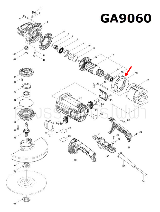 BAFFLE PLATE หินเจียร Makita GA7060, GA9060 #456239-7 (แท้) ##