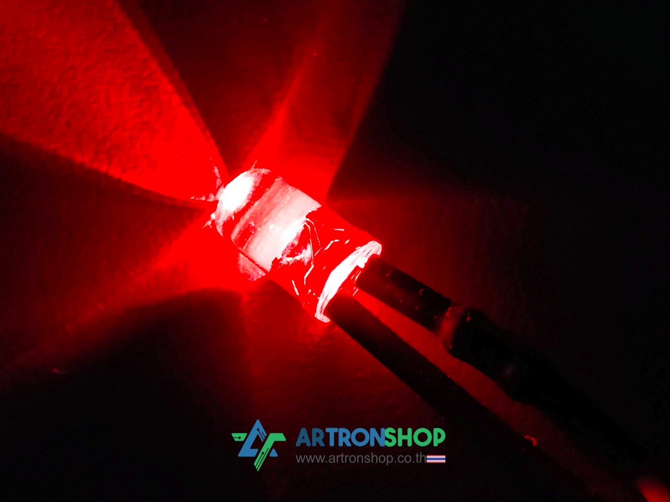 หลอดแอลอีดี 5 มิล สีแดง พร้อมสายไฟ 5 - 12V