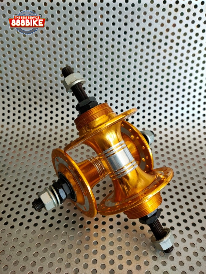 ดุมวีเบรค ดุมรถจักรยานฟิคเกียร์ 36 รู เกลียว 2ชั้น 2 ด้าน มีสีดำ แดง ส้มทอง ฟ้า เงิน(โปรดระบุสีและรูตรงหมายเหตุ)