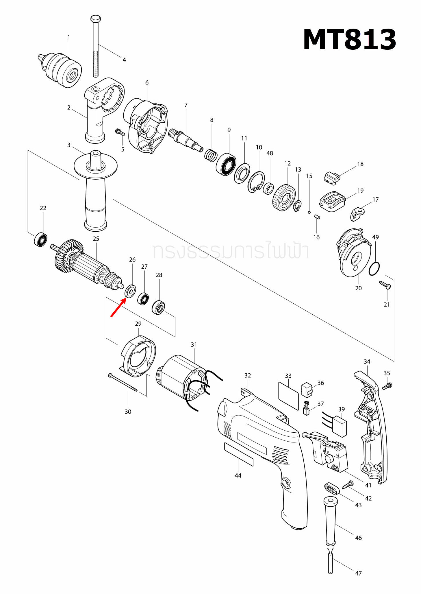 INSULATION WASHER สว่าน Maktec มาคเทค MT811, MT813 [#26] Pn.681662-9 (แท้) ##
