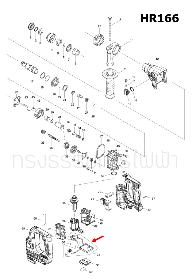 CONTROLLER สว่านโรตารี่ Makita มากีต้า HR166, HR166D, HR166DSME1 Pn.620578-3 (แท้) ##