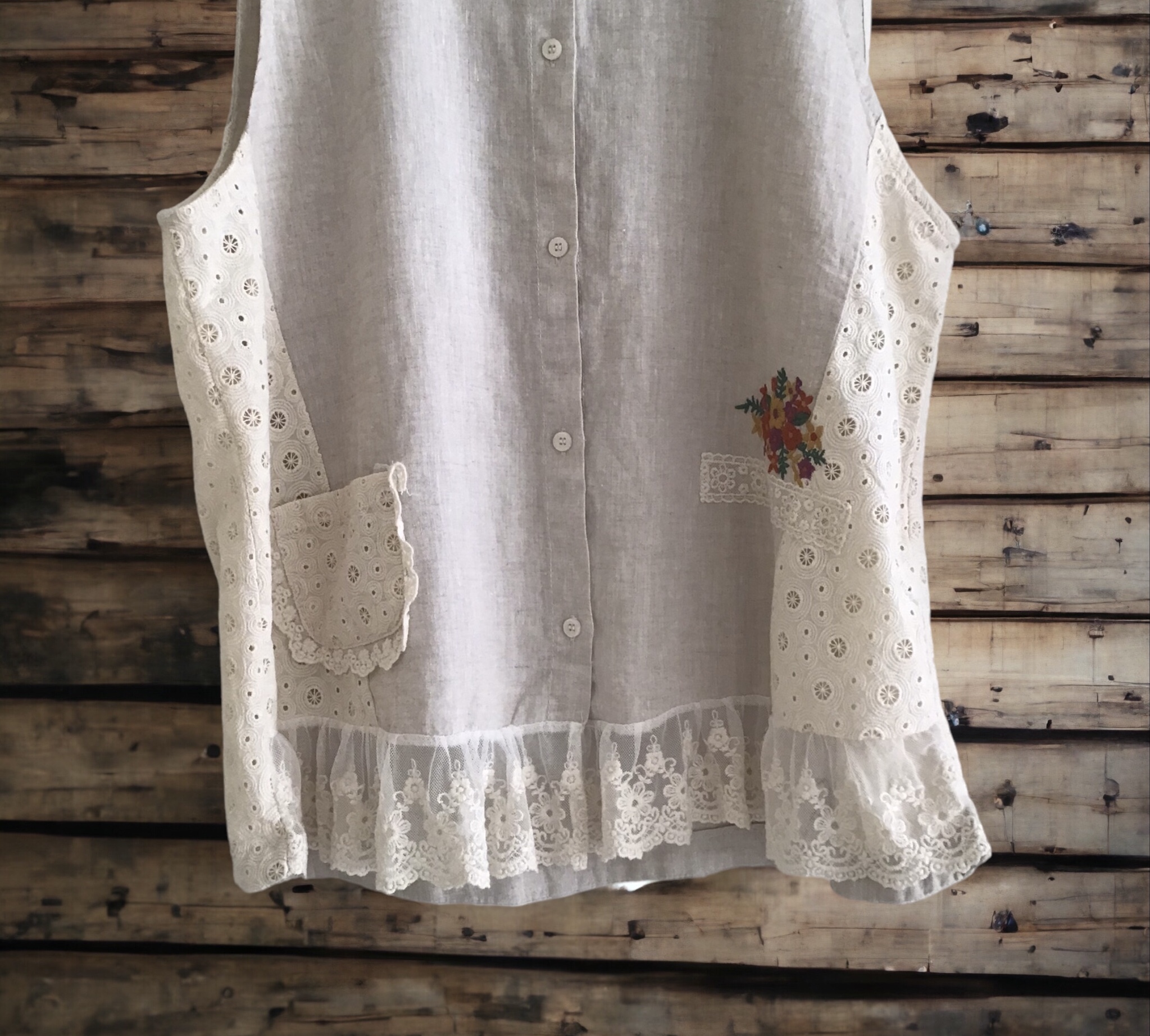 เสื้อผ้าฝ้ายลายปักแต่งผ้าลูกไม้